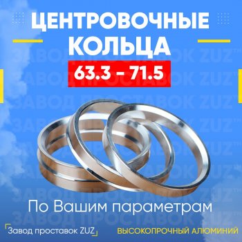 Алюминиевое центровочное кольцо (4 шт) ЗУЗ 63.3 x 71.5 Volvo XC60  дорестайлинг (2008-2013) 