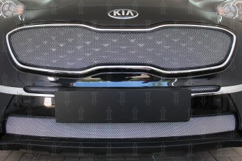 Защитная сетка в бампер (низ, ячейка 4х10 мм) Alfeco Премиум KIA Sportage 4 QL рестайлинг (2018-2022)  (Хром)