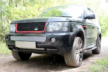4 299 р. Защитная сетка в бампер (середина, ячейка 4х10 мм) Alfeco Премиум Land Rover Range Rover Sport 1 L320 дорестайлинг (2005-2009) (Хром). Увеличить фотографию 2