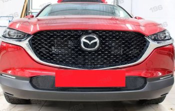 Защитная сетка в бампер (низ, ячейка 3х7 мм) Alfeco Стандарт Mazda CX-30 (2019-2024)  (Чёрная)