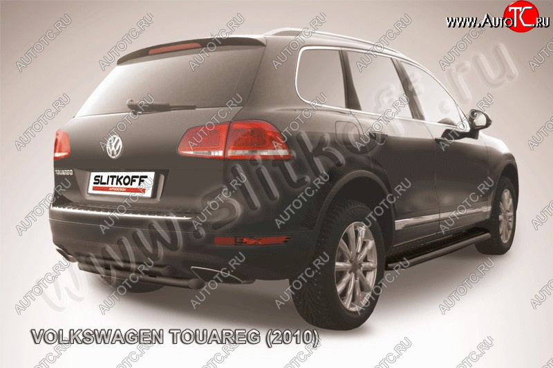 7 749 р. Защита задняя Slitkoff  Volkswagen Touareg  NF (2010-2014) (Цвет: черный)