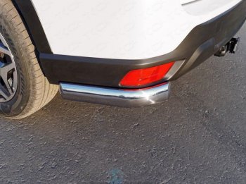 Защита заднего бампера (уголки овальные длинные, d75х42 мм) TCC Subaru Forester SK/S14 дорестайлинг (2018-2021)