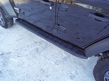 Пороги алюминиевые с пластиковой накладкой ТСС Тюнинг Jeep (Джип) Wrangler (Вранглер)  JL (2018-2024) JL  (карбон черные)