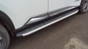 Пороги алюминиевые с пластиковой накладкой ТСС Тюнинг Nissan X-trail 4 T33 дорестайлинг (2021-2024)