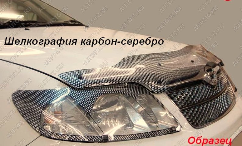 2 699 р. Дефлектор капота CA-Plastic  Chevrolet Niva  2123 (2002-2008) дорестайлинг (серия Шелкография карбон серебро)