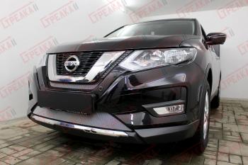 2 969 р. Защита радиатора (середина) Стрелка11 Стандарт  Nissan X-trail  3 T32 (2017-2022) рестайлинг (хром). Увеличить фотографию 1