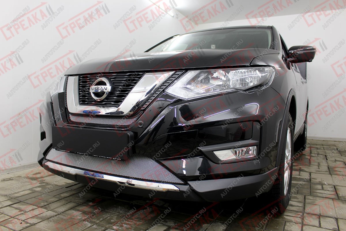 2 969 р. Защита радиатора (середина) Стрелка11 Стандарт  Nissan X-trail  3 T32 (2017-2022) рестайлинг (хром)