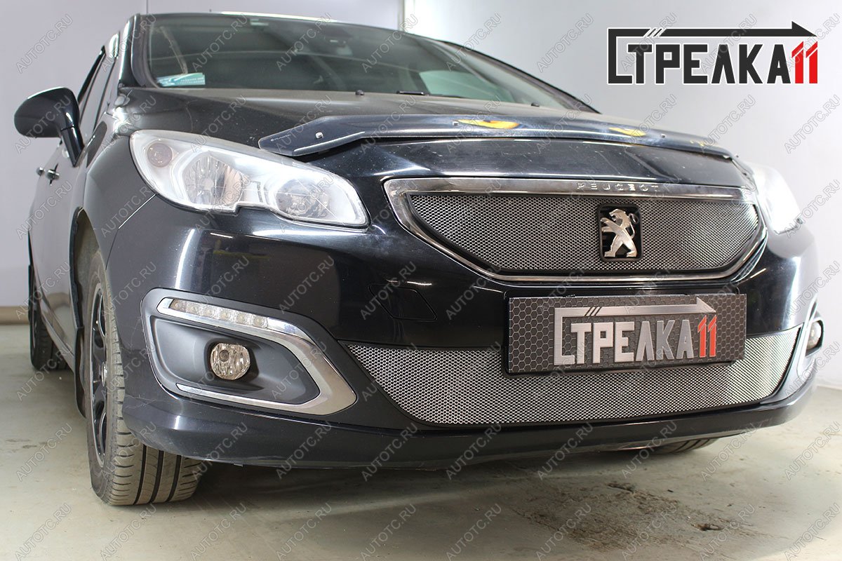 3 499 р. Защита радиатора (низ) Стрелка11 Стандарт  Peugeot 408 (2015-2022) рестайлинг (хром)