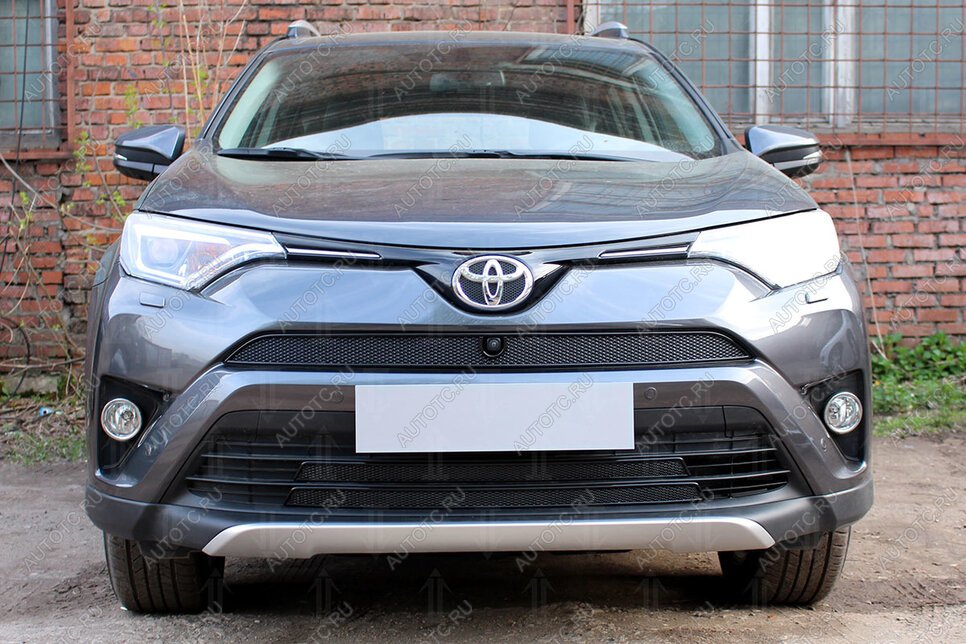 4 099 р. Защита радиатора (верх) (с камерой) Стрелка11 PREMIUM Toyota RAV4 XA40 5 дв. рестайлинг (2015-2019) (черная)