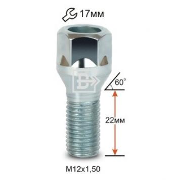 47 р. Колёсный болт длиной 22 мм Вектор M12 1.5 22 под гаечный ключ  . Увеличить фотографию 1