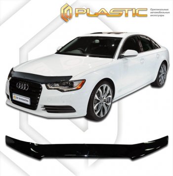 2 079 р. Дефлектор капота CA-Plastic  Audi A6  C7 (2010-2018) (classic черный, без надписи). Увеличить фотографию 1