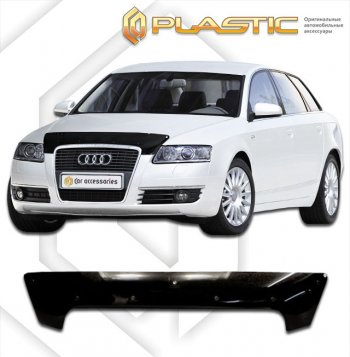 1 989 р. Дефлектор капота CA-Plastic  Audi A6  C6 (2004-2010) (classic черный, без надписи). Увеличить фотографию 1