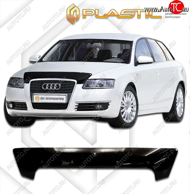 1 989 р. Дефлектор капота CA-Plastic  Audi A6  C6 (2004-2010) (classic черный, без надписи)