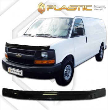 1 799 р. Дефлектор капота CA-Plastic Chevrolet Express GMT610 рестайлинг (2002-2014) (classic черный, без надписи). Увеличить фотографию 1