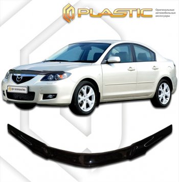 1 989 р. Дефлектор капота CA-Plastic  Mazda 3/Axela  BK (2003-2009) (Classic черный). Увеличить фотографию 1