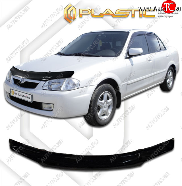 2 079 р. Дефлектор капота CA-Plastic  Mazda Familia  седан (1996-1999) (classic черный, без надписи)