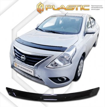 1 989 р. Дефлектор капота CA-Plastic  Nissan Latio  N17 (2014-2016) (classic черный, без надписи). Увеличить фотографию 1