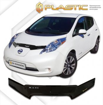 1 989 р. Дефлектор капота CA-Plastic  Nissan Leaf  1 (ZE0) (2009-2017) (classic черный, без надписи). Увеличить фотографию 1