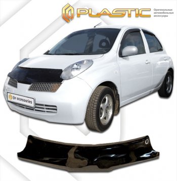 2 079 р. Дефлектор капота CA-Plastic  Nissan March  3 K12 (2005-2007) (classic черный, без надписи). Увеличить фотографию 1