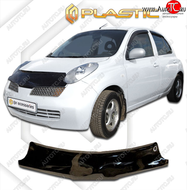 2 079 р. Дефлектор капота CA-Plastic  Nissan March  3 K12 (2005-2007) (classic черный, без надписи)