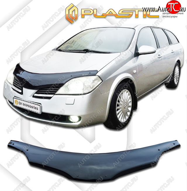 2 499 р. Дефлектор капота (РФ) CA-Plastic  Nissan Primera  3 универсал (2002-2008) (classic черный, без надписи)