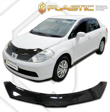 2 259 р. Дефлектор капота CA-Plastic  Nissan Tiida Latio  C11 (2004-2012) (classic черный, без надписи). Увеличить фотографию 1