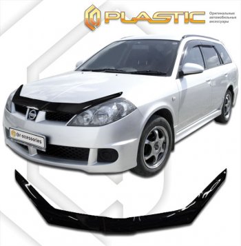 2 079 р. Дефлектор капота CA-Plastic  Nissan Wingroad  2 Y11 (2001-2005) (classic черный, без надписи). Увеличить фотографию 1