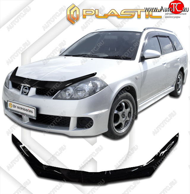 2 079 р. Дефлектор капота CA-Plastic  Nissan Wingroad  2 Y11 (2001-2005) (classic черный, без надписи)