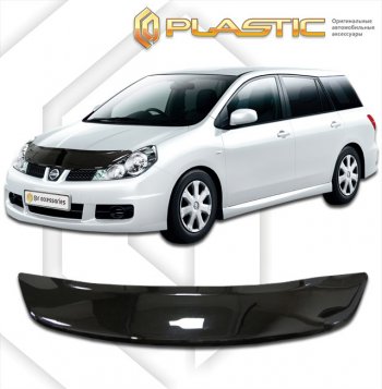 2 079 р. Дефлектор капота CA-Plastic  Nissan Wingroad  3 Y12 (2005-2018) (classic черный, без надписи). Увеличить фотографию 1