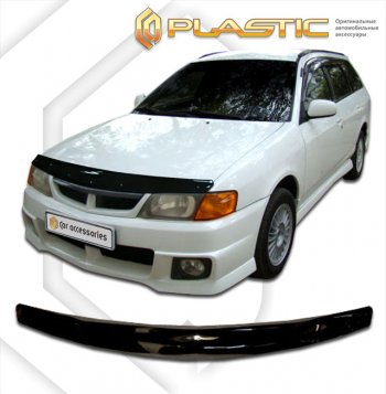 1 759 р. Дефлектор капота CA-Plastic Nissan Wingroad 2 Y11 дорестайлинг универсал (1999-2001) (classic черный, без надписи). Увеличить фотографию 1