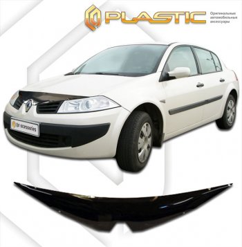 2 169 р. Дефлектор капота CA-Plastic  Renault Megane  седан (2006-2009) (classic черный, без надписи). Увеличить фотографию 1