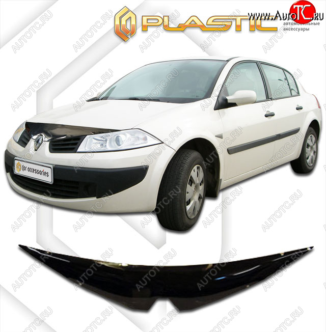 2 169 р. Дефлектор капота CA-Plastic  Renault Megane  седан (2006-2009) (classic черный, без надписи)