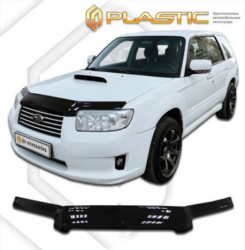2 099 р. Дефлектор капота CA-Plastic  Subaru Forester  SG (2005-2008) (classic черный, без надписи). Увеличить фотографию 1