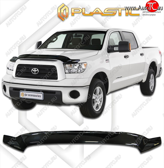 2 159 р. Дефлектор капота (Double Cab) CA-Plastic  Toyota Tundra  XK50 (2007-2013) дорестайлинг, 1-ый рестайлинг (classic черный, без надписи)