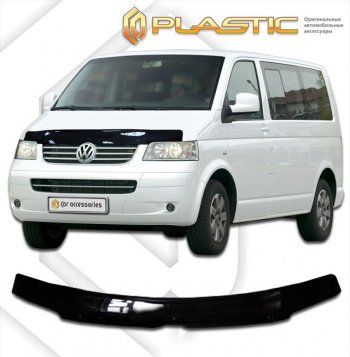 2 169 р. Дефлектор капота CA-Plastic  Volkswagen Multivan  T5 (2003-2009) (classic черный, без надписи). Увеличить фотографию 1
