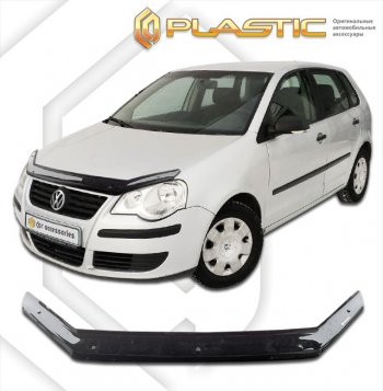 1 989 р. Дефлектор капота CA-Plastic  Volkswagen Polo  9N1 (2005-2009) (classic черный, без надписи). Увеличить фотографию 1