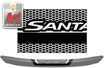 2 259 р. Дефлектор капота CA-Plastic  Hyundai Santa Fe  4 TM (2018-2024) (серия ART белая). Увеличить фотографию 1