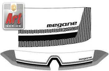 2 079 р. Дефлектор капот CA-Plastic  Renault Megane  купе 3 дв. (2008-2014) (серия ART белая). Увеличить фотографию 1