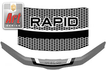 2 399 р. Дефлектор капот CA-Plastic  Skoda Rapid  MK2 (2019-2024) (серия ART белая). Увеличить фотографию 1