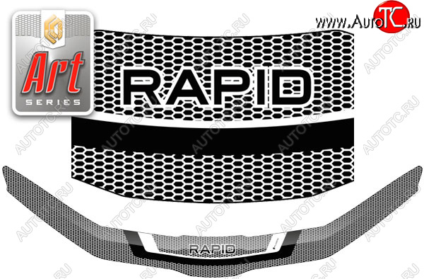 2 159 р. Дефлектор капот CA-Plastic  Skoda Rapid  MK2 (2019-2024) (серия ART белая)