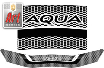 1 899 р. Дефлектор капот CA-Plastic  Toyota Aqua  P10 (2017-2021) (серия ART белая). Увеличить фотографию 1