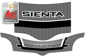 2 599 р. Дефлектор капота CA-Plastic  Toyota Sienta  NCP80 (2003-2015) (серия ART белая). Увеличить фотографию 1
