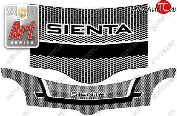 2 599 р. Дефлектор капота CA-Plastic  Toyota Sienta  NCP80 (2003-2015) (серия ART белая)