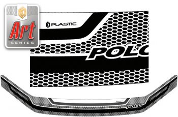 1 989 р. Дефлектор капота CA-Plastic  Volkswagen Polo  5 (2015-2020) (серия ART белая). Увеличить фотографию 1