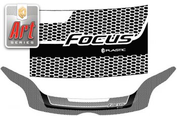 2 199 р. Дефлектор капота CA-Plastic  Ford Focus  3 (2010-2015) (Серия Art черная). Увеличить фотографию 1