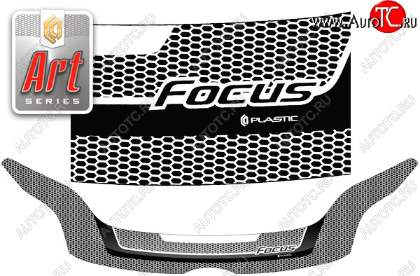 2 199 р. Дефлектор капота CA-Plastic  Ford Focus  3 (2010-2015) (Серия Art черная)