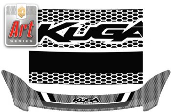 2 299 р. Дефлектор капота CA-Plastic  Ford Kuga  1 (2008-2013) (Серия Art черная). Увеличить фотографию 1