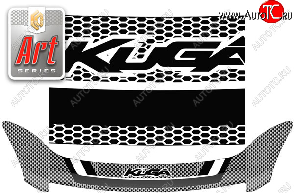 2 299 р. Дефлектор капота CA-Plastic  Ford Kuga  1 (2008-2013) (Серия Art черная)