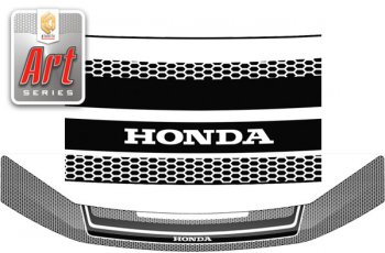 2 099 р. Дефлектор капота CA-Plastic  Honda StepWagon  4 RK (2009-2015) (Серия Art черная). Увеличить фотографию 1
