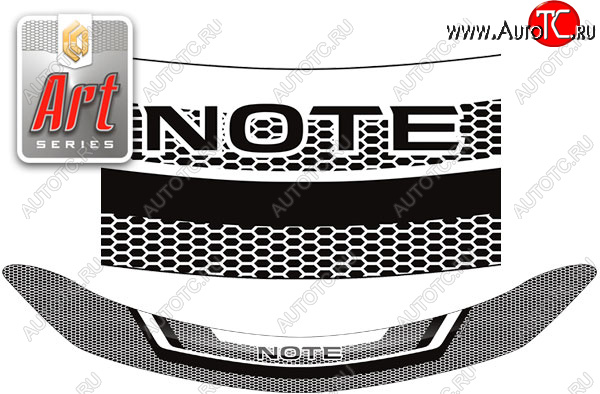 1 989 р. Дефлектор капота CA-Plastic  Nissan Note  2 (2012-2020) (Серия Art черная)